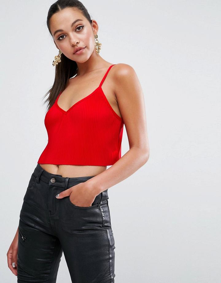 Asos Crop Pleated Cami - Orange