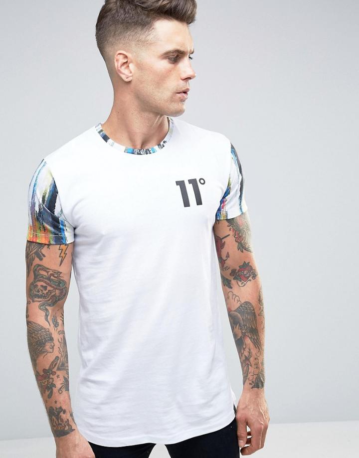 11 Degrees T-shirt With Sleeve Print - White