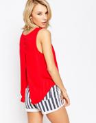 Daisy Street Tank Top With Embroidered Detail And Open Back - Pink