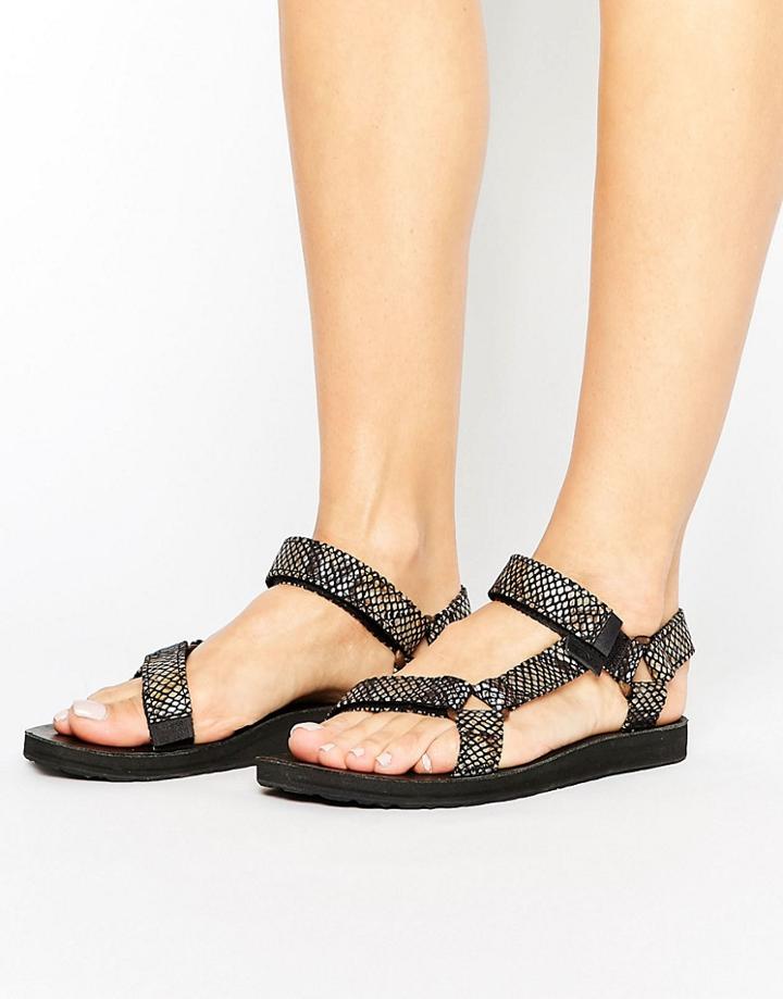 Teva Original Faux Snack Print Flat Sandal - Black