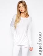 Asos Petite Drape Front Sweater - White