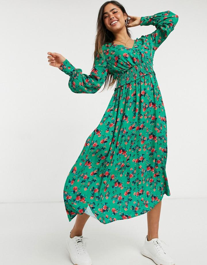 Ghost Suki Dress In Green Floral Print