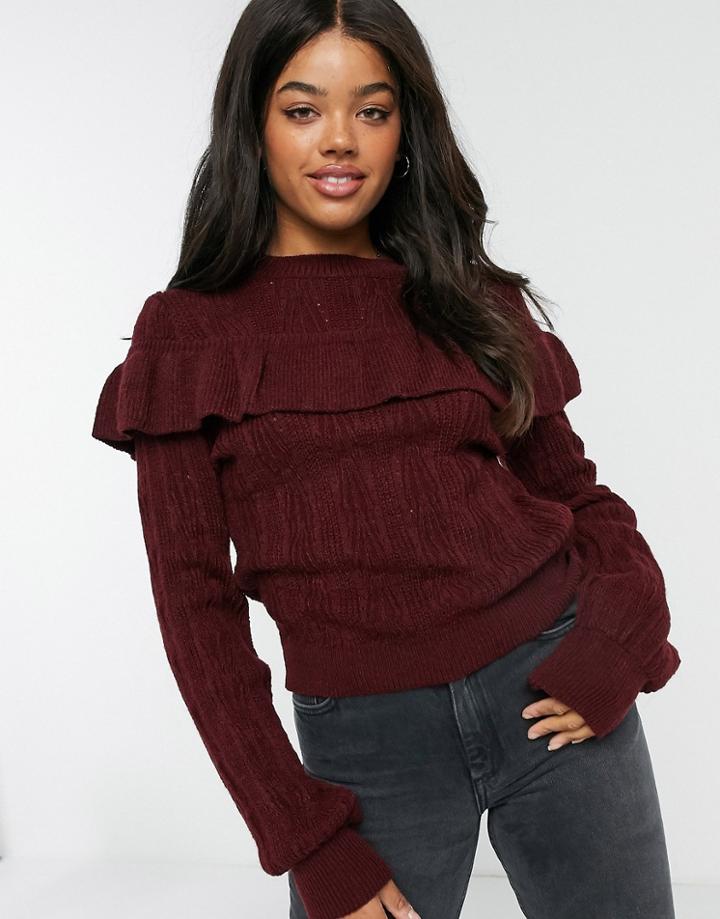 Miss Selfridge Wide Frill Sweater In Red
