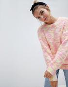 Asos Design Sweater In Pom Pom Space Dye Yarn-multi