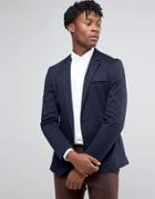 Asos Super Skinny Jersey Blazer In Navy - Navy