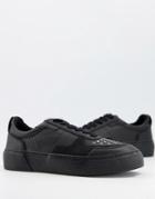 Asos Design Snake Print Sneakers In Black With Studs