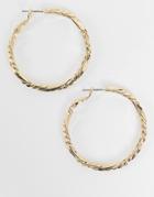 French Connection Twist Flat Hoop Earrings In Gold