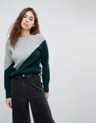 Evidnt Two Tone Knit Sweater - Green