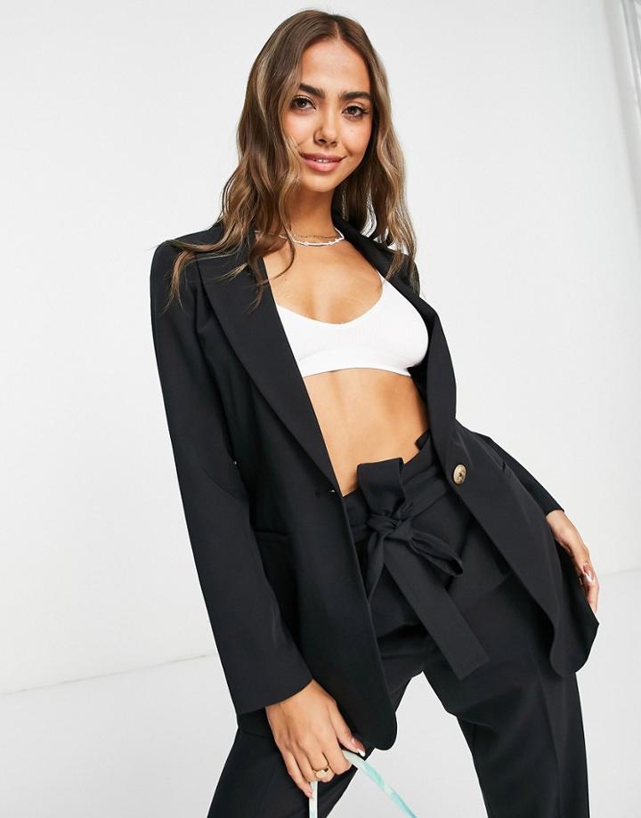 Miss Selfridge One Button Blazer In Black
