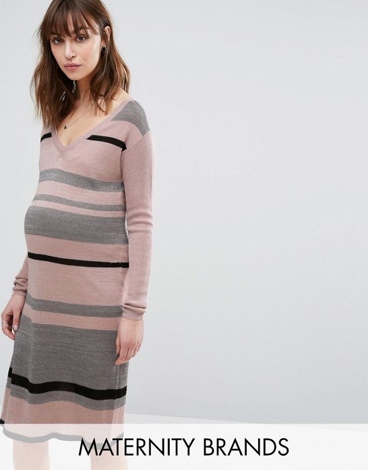 Mama. Licious Striped Knitted Dress - Multi
