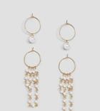 Asos Design Pack Of 2 Pearl Hoop Earrings - Gold