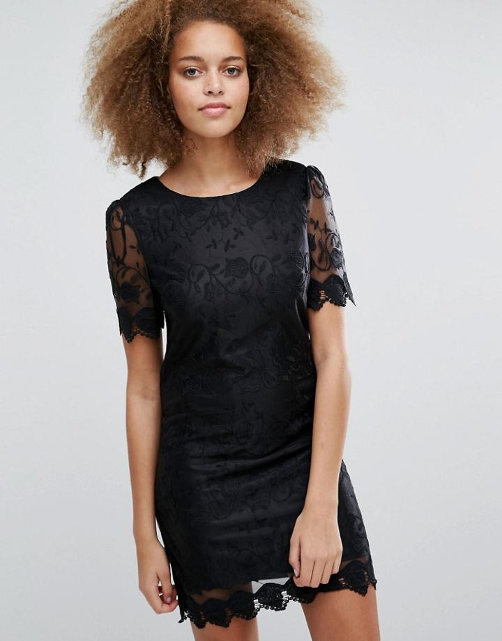 Pussycat London Lace Shift Dress - Black