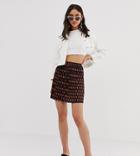 Asos Design Tall Exclusive Pleated Mini Skirt In Tile Print - Multi