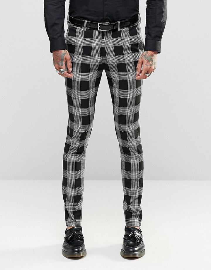 Asos Super Skinny Suit Pants In Plaid Check - Black