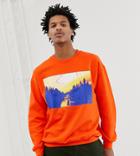Reclaimed Vintage Inspired Photographic Landscape Sweatshirt In Orange - Orange
