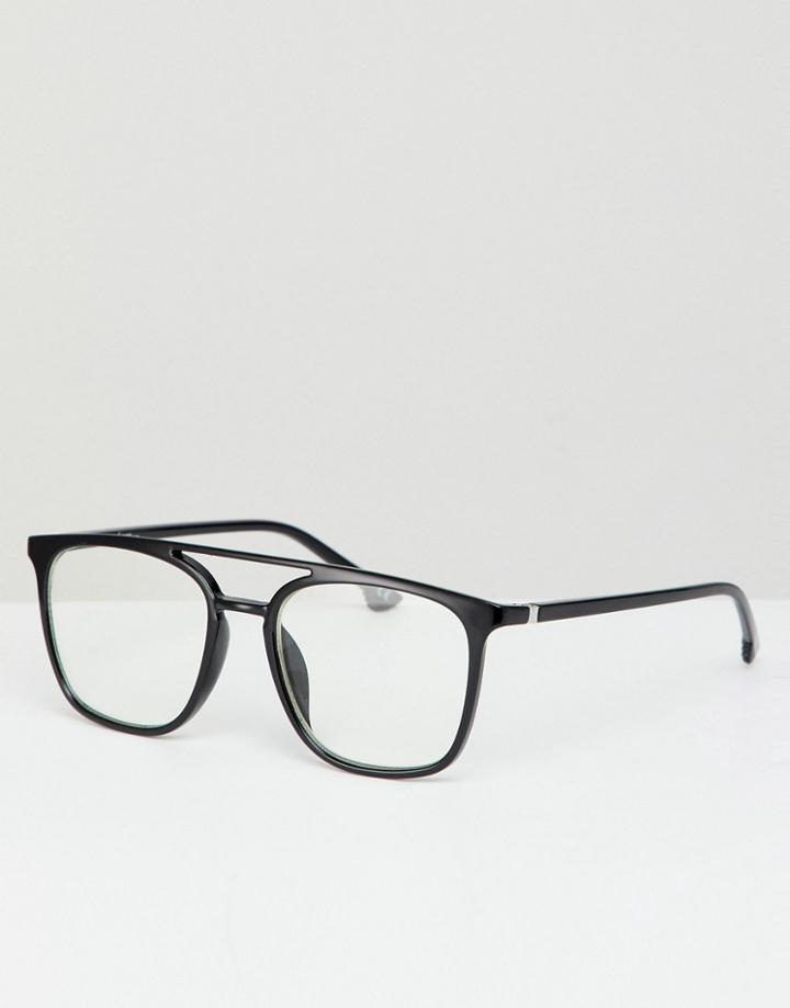 Jeepers Peepers Square Glasses With Clear Lens - Black