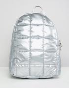 Asos Design Quilted Metallic Backpack - Silver