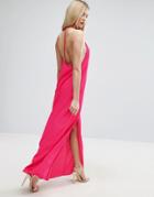 Asos Halter Strap Back Maxi Dress - Pink