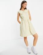 Vila Check Mini Dress With Oversized Collar-multi