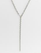 Asos Design Chunky Statement Chain Necklace In Silver Tone - Silver
