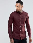 Asos Skinny Shirt In Dark Plum With Long Sleeves - Red