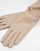 Svnx Pu Leather Gloves In Tan-brown