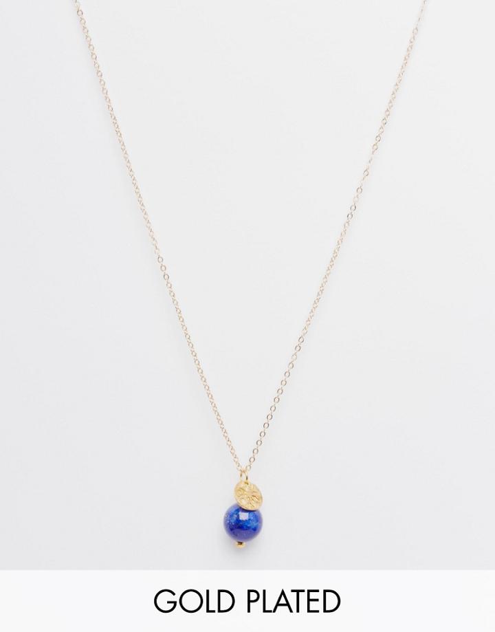 Mirabelle Lapis Lazuli Necklace On A Short 45cm Gold Plated Chain - Gold