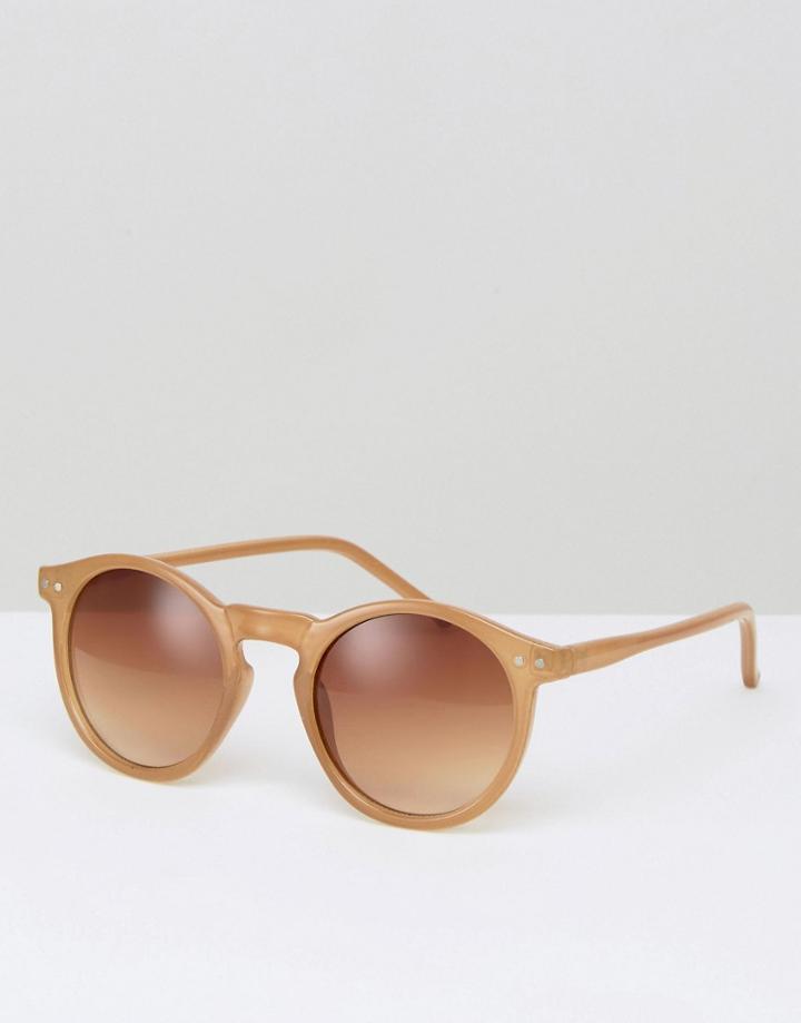 Asos Round Sunglasses In Camel - Beige