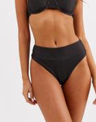 Rvca Ventura High Waist Bikini Bottom In Micro Gingham-black