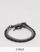 Icon Brand Gray Woven Bracelets In 2 Pack - Gray