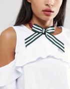 Asos Stripe Bow Choker Necklace - Multi