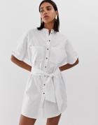 Pieces Button Through Cotton Dress - White