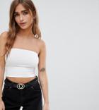 Asos Design Petite Crop Bandeau Top In White