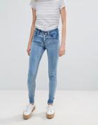 Pieces Jute Mid Rise Skinny Jeans - Blue