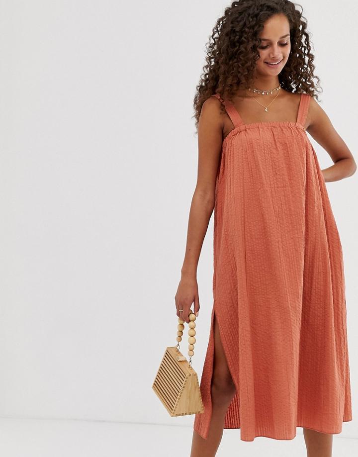 Asos Design Trapeze Midi Sundress - Brown