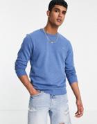 Farah Tim Organic Cotton Crew Neck Sweatshirt In Blue-blues