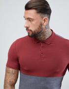 Asos Design Muscle Fit Jersey Polo With Contrast Yoke - Gray