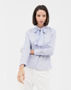Esprit Tie Neck Chambray Blouse In Blue - Blue