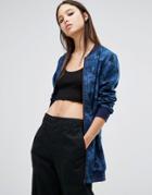 Liquor And Poker Longline Bomber In Camo Print - Blue