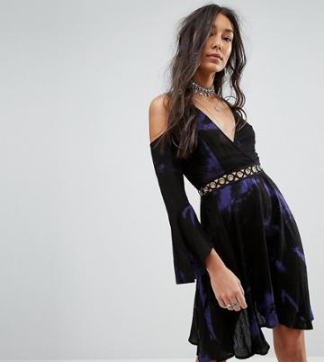 Kiss The Sky Tall Dress In Dark Tie Dye With Hardware Trim - Blue
