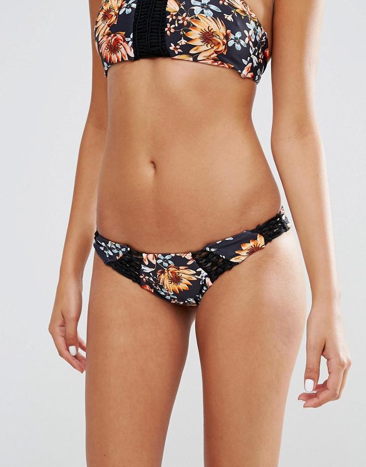 Beach Riot Dark Floral & Crochet Bikini Bottom - Multi