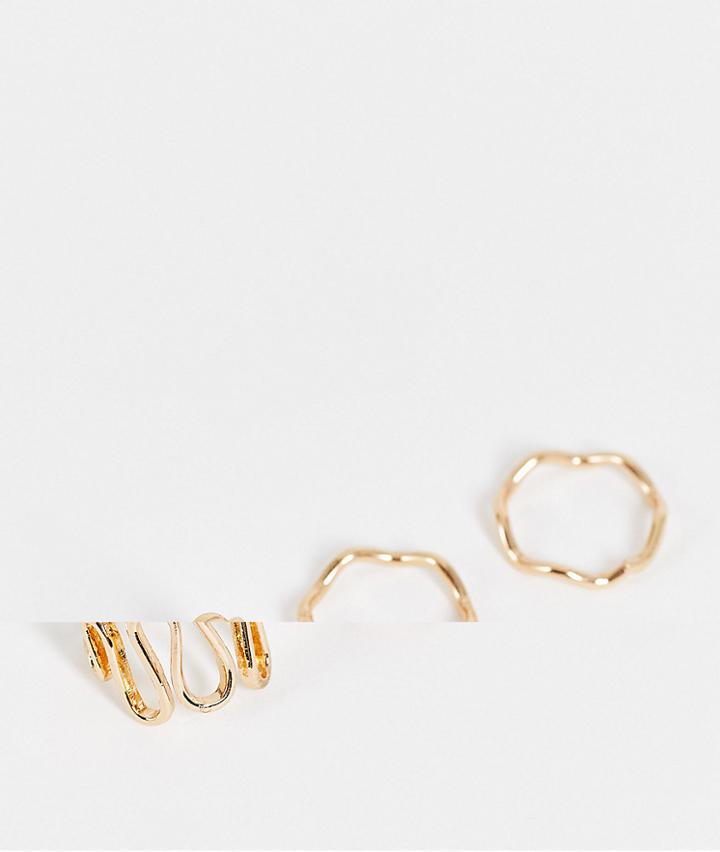 Weekday 2 Pack Wave Rings In Gold