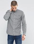Fred Perry Shirt In Tri Color Check In Ice In Slim Fit - Blue