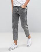 Dr Denim Otis Straight Cropped Fit Jean Stone Acid Wash Gray - Gray