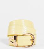 Glamorous Exclusive Belt In Butter Croc With Gold Tipping-yellow