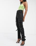 Asos Design Slim Leg Pants With D-ring Detail-black
