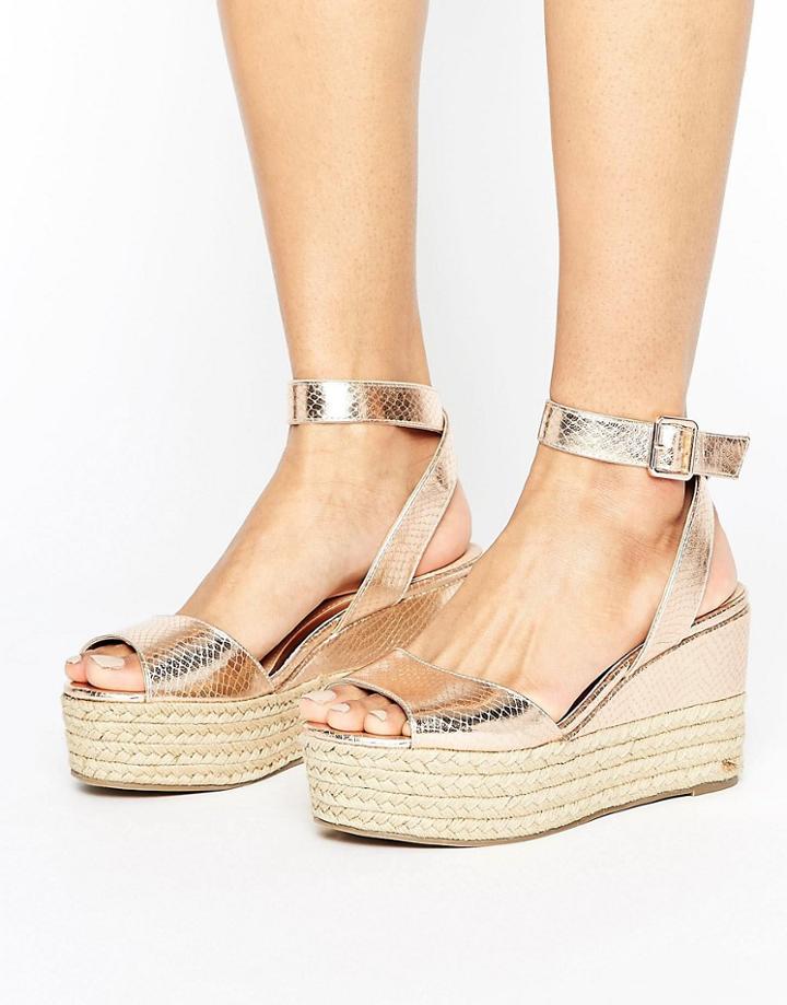 Head Over Heels By Dune Kalmia Espadrille Flatform Sandals - Gold