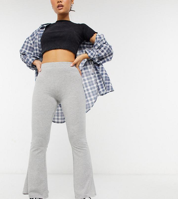 Asos Design Petite Kick Flare Pant In Gray Heather-grey