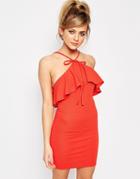 Oh My Love Frill Trim Bodycon Dress - Red