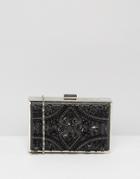 Chi Chi London Rectangular Embellished Box Clutch In Black - Black